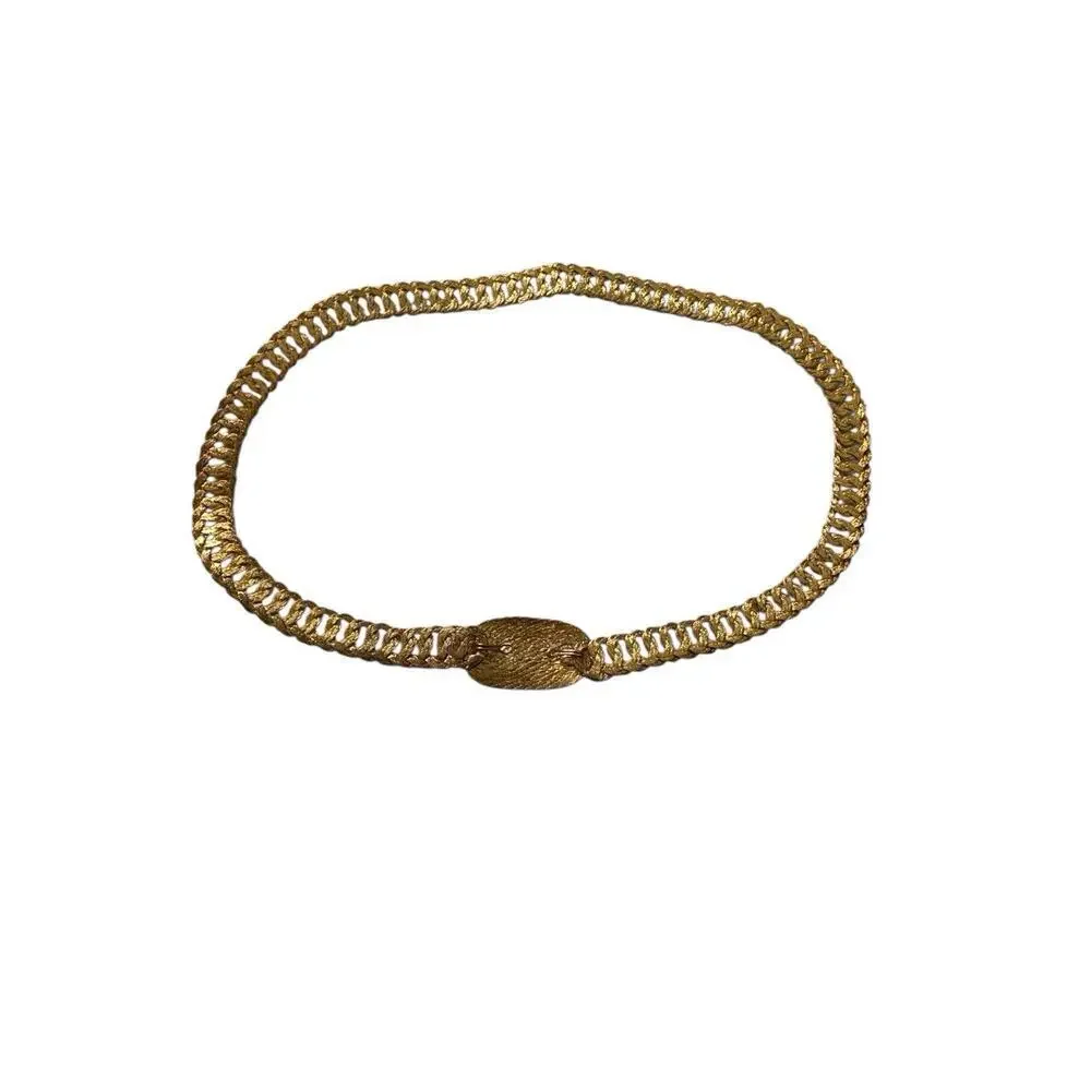 Faux Gold Lame’ 23” Braided Woven Wire Adjustable Belt Vintage Fashion Skinny